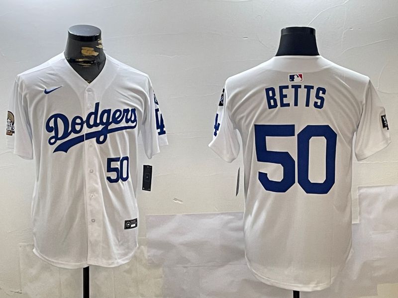Men Los Angeles Dodgers 50 Betts White Game 2024 Nike MLB Jersey style 11202